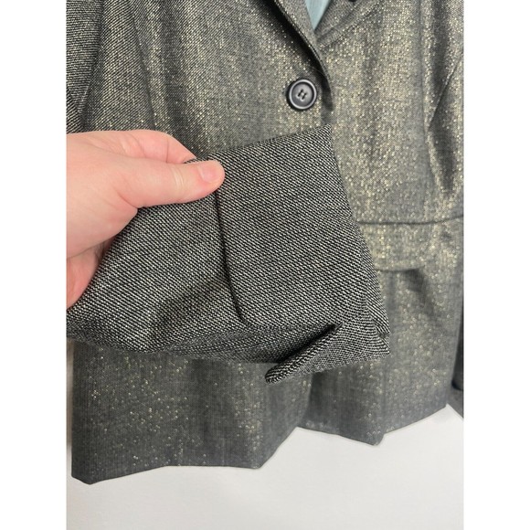 J.Crew Sz 6 Metallic Virgin Wool Jacket Gray Peter Pan Collar Button Front Lined - Picture 5 of 8
